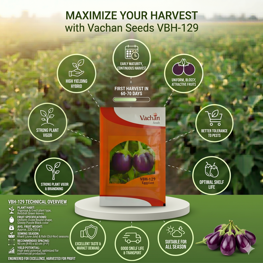 Vbh 129 F1 Eggplant Seeds – High Yield Hybrid