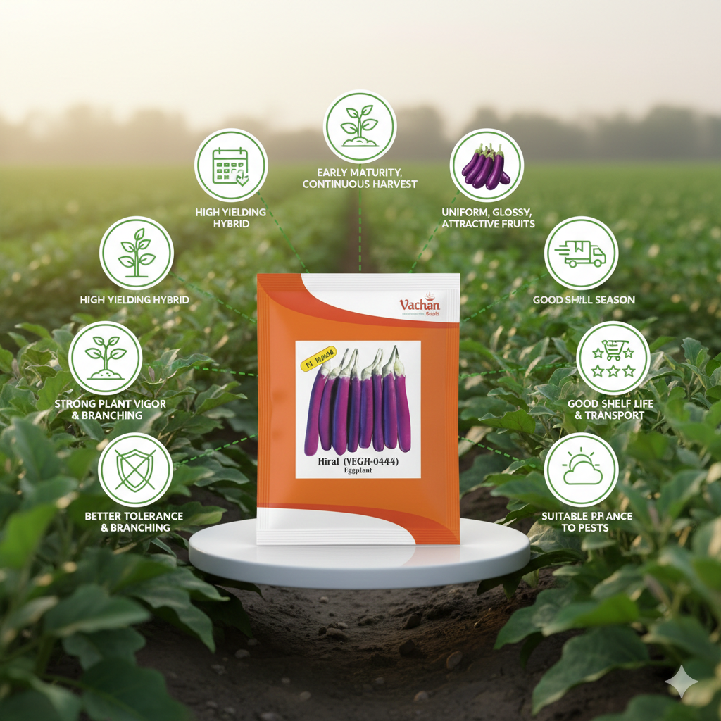 Hiral (VEGH 444) F1 Eggplant Hybrid | Home Gardening Seeds