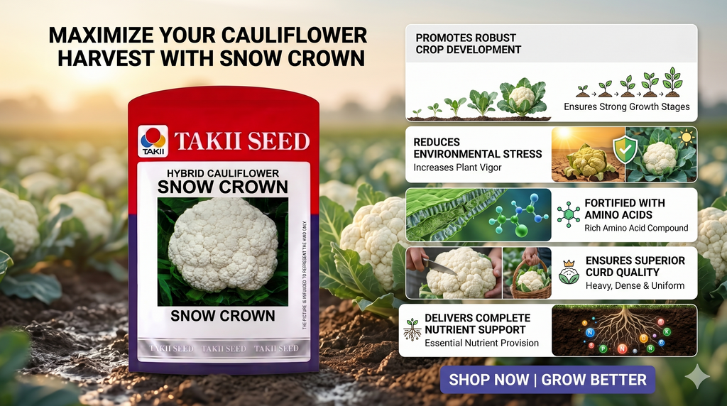 Hybrid Cauliflower Snow Crown F1 Seeds | High Yield Snow White Cauliflower Variety