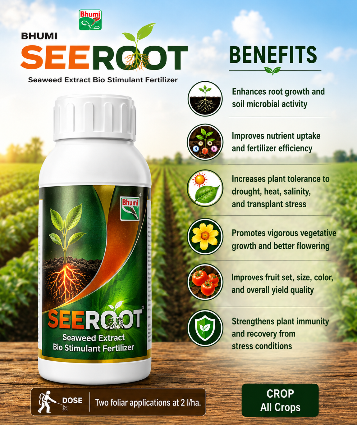 SEA ROOT PLUS - Seaweed Extract Bio Stimulant Fertilizer
