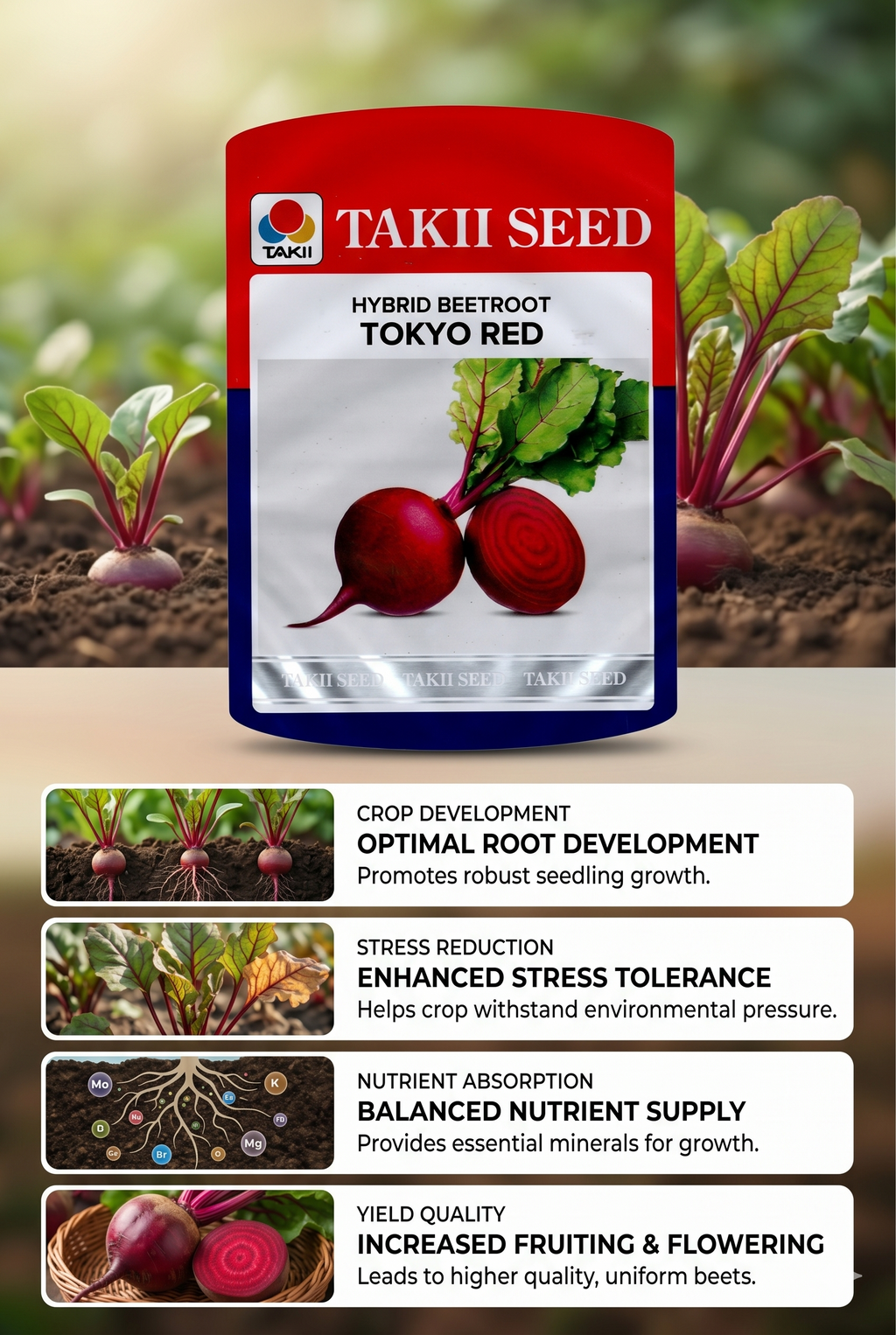 Beet Root Hybrid Tokyo Red F1 Seeds | Suitable for Commercial Farming & Kitchen Gardening
