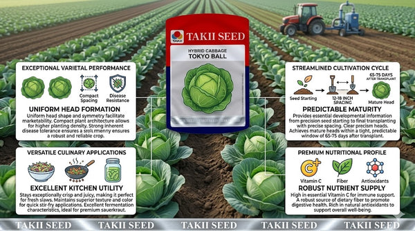 Hybrid Cabbage Tokyo Ball F1 Seeds | High Yield Round Green Cabbage Variety